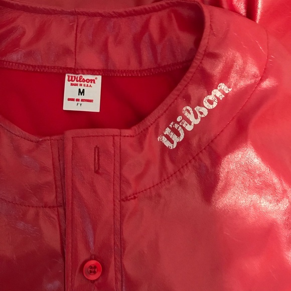 Vintage Wilson Unisex Stadium Pullover Stadium Jacket Pearl red Sz Men’s M - Picture 6 of 7